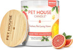 Pet House Candles, Clean Burning, Long Lasting Candles for Pet Odor, Plant-Based, 60 Hour Burn Time - Ruby Red Grapefruit, 9 oz
