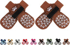 EXPAWLORER Anti Slip Dog Socks to Prevent Licking Paws, Dog Shoes for Hot Pavement, Dog Booties for Small Medium Large Senior Dogs, Traction Control Boots & Paw Protectors for Hardwood Floors Caramel