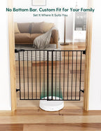 Babelio Baby Gate for Stairs, Kitchen & Doorways, No Bottom Bar| Easy Install| One-Handed Operation| Auto-Close| Hardware Mount Safety Dog Gate (Black - B17, 34" H, 26-43" W-Standard 2 Pcs) | Easy Install| One-handed Opening| Auto-close| Drill Needed I...