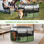 PETSFIT Portable Dog Playpen 36", Removable Waterproof Mat, Zippered Roof | 3-Second Setup, Collapsible Storage, RV Camping Travel, Indoor Outdoor Use, Medium Dogs and Cats, 36"L x 36"W x 21"H