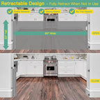 Upgraded 60" Wide Retractable Dog Gate with Reinforced Rods - Bottom Anti-Escape, 5 ft Retractable Baby Gates for Doorways Retractable Gates for Dogs Indoor/Outdoor Retractable Pet Gate, Gray | Space-Saving Indoor/Outdoor Retractable Gate, One-Hand Ope...