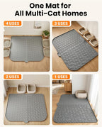 Cat Litter Mat, 47"x37" Extra Large Litter Box Mat, Silicone Mat, Gray | Waterproof Litter Trapping Mat for Scatter Control, Soft on Cat Paws Non-Slip Easy to Clean