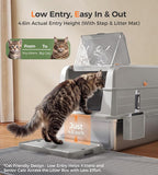 CATLIKE 2026 Upgrade 152L XXXL Stainless Steel Cat Litter Box - 3-Layer Urine Leak-Proof, Enclosed Design w/Charcoal Filter for Maine Coon & Multi-Cat Homes, Includes Metal Scoop & Mat