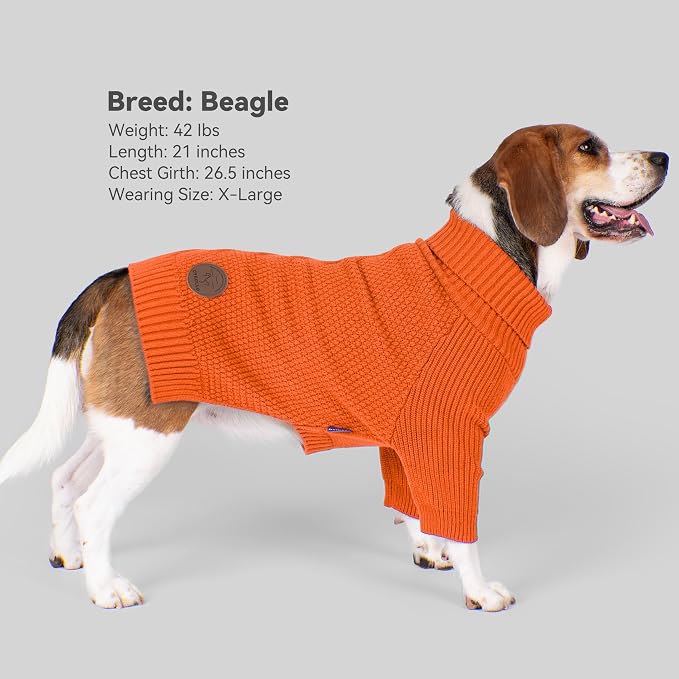 cyeollo Dog Sweater Long Sleeve Knitted Turtleneck Pullover Warm Clothes | Ultra Soft Warm Knit, Full Coverage, 4-Way Stretch for Easy Movement, Easy On & Off, Winter Daily Wear for Small Dogs