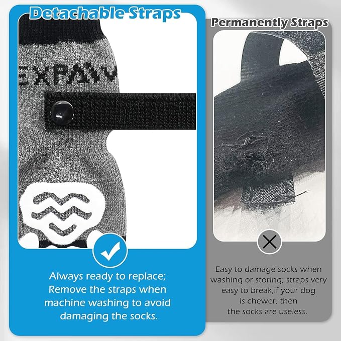 EXPAWLORER 6PCS Anti-Slip Dog Socks to Prevent Licking Paws,Dog Shoes for Hot Pavement,Best Paw Protector Traction Control on Hardwood Floor,Dog Booties for Puppy Small Medium Large Senior Dogs