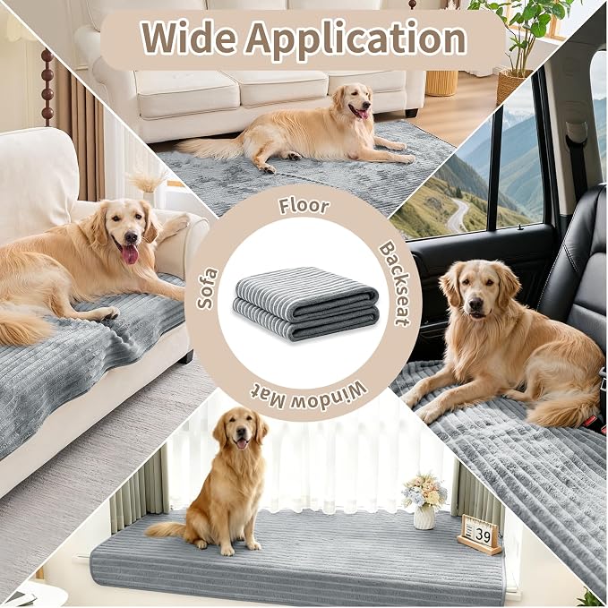 100% Waterproof Couch Covers for Dogs, 35"×59" Washable Couch Cover, Non Slip Sectional Couch Covers for 3 Cushion Sofa Cover Pet Friendly, Cat and Dog Couch Bed Cover-Light Grey