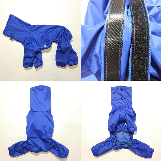 D Doggy Star Italian Greyhound Raincoat Waterproof Jacket Windbreaker Clothes Whippet for Dog (XL,Raincoat Blue)