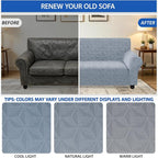 ZNSAYOTX Stretch Couch Cover, 1 Piece Oversized Sofa Covers for 3 Cushion Couch, Jacquard Sofa Slipcovers with Elastic Bottom Thickened Furniture Protector for Dog Cat Pet (X-Large, Light Grey)
