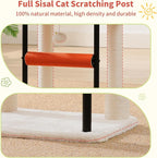 Hey-brother Cat Tree, Sturdy Tower with Sisal-Wrapped Columns, MPJ010SM | 18.9 Inches Cats Scratching Posts with Bed, Plush Toy Ball for Indoor Kittens, Beige