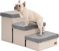 Love's cabin Dog Stairs for High Bed, Foldable Pet Stairs for Small Medium or Large Dogs Puppy with Storage for Bed or Couch, Cat Dog Steps Ramp with Zip up to 200 lbs, Grey, 3 Steps