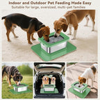 10L No Spill Dog Water Bowl, 2.6 Gal Stainless Steel No Splash Large Dog Water Bowl with Non-Slip Silicone Mat, Spill Proof Slow Drinking Pet Bowls for Messy Drinkers Indoor/Outdoor Use Green