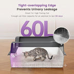 XXXXX+L Stainless Steel Cat Litter Box with Lid, 28" L x 20" W x 16" H Metal Litter Box with High Sides for Big Cats & Multiple Cats, Never Absorbs Odors, Anti-Urine Leakage, Easy Cleaning (Gray)