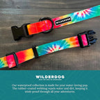 Wilderdog Waterproof Dog Collar - Repels Water & Dirt - Medium 13"-18" - Tie Dye