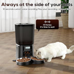 Petrice Automatic Cat Feeder for 2 Cats, 6L/25 Cups Cat Food Dispenser Programmable 30 Portions 6 Meals per Day, Timed Pet Feeder for Kitty Small Dogs with 10S Voice Record, Easy Setup, Black