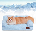 Hollypet Cooling Dog Couch Bed, Washable Pet Sofa, Blue, 24x18 | Cooling ice-silk pet bed with machine washable removable cover, non-slip bottom, for cats small dogs up to 25 lbs
