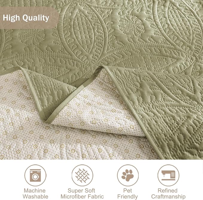 Quilted Recliner Chair Covers, Soft Lazy Boy Chair Covers, Water-Repellent Medium Recliner Covers, Pet Friendly Chair Cover for Dogs, Washable Furniture Sofa Cover (Recliner 26" Sage Green)