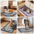 Hompet Cat Litter Mat 2 Pack, 20x60 Large Machine Washable Trapping Mats for Cats, Super Absorbent & Urine-Proof Cat Litter Box Mat for Floor, Waterproof & Non Slip Kitty Litter Rug