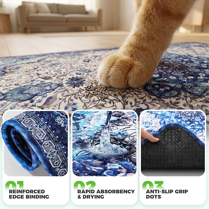 Hompet Cat Litter Mat 2 Pack, 20x60 Large Machine Washable Trapping Mats for Cats, Super Absorbent & Urine-Proof Cat Litter Box Mat for Floor, Waterproof & Non Slip Kitty Litter Rug