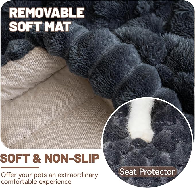 Dog Car Seat Waterproof Bed Cover Nonslip Car Back Seat Soft and Comfortabl | Pet Bed Mat Car Blanket for Travel Backseat Extender Seat Covers Dog Bed for Cars Trucks and SUVs (Grey Cover 23.6” x 51”)