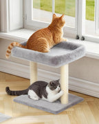 19" Small Cat Tree with Scratching Post for Indoor Cats with Perch | Light Gray, Removable 19"×15.8" Perch Bed, Dual Natural Sisal Scratcher,Small Cat Tower,Space-Saving