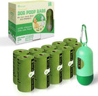 Dog Poop Bags-150 Counts with Leash Dispenser (10 Rolls), Biodegradable Poop Bags, Eco-friendly and Easy to Open, Thick Dog Waste Bags (Green)