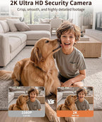 𝟐𝐊 Indoor Cameras for Home Security, for indoor Baby Pet Dog Cat Nanny | Auto tracking,5G&2.4G WiFi,Work with Alexa,AI Voice Output,Instant Alert,Night Vision,IP65