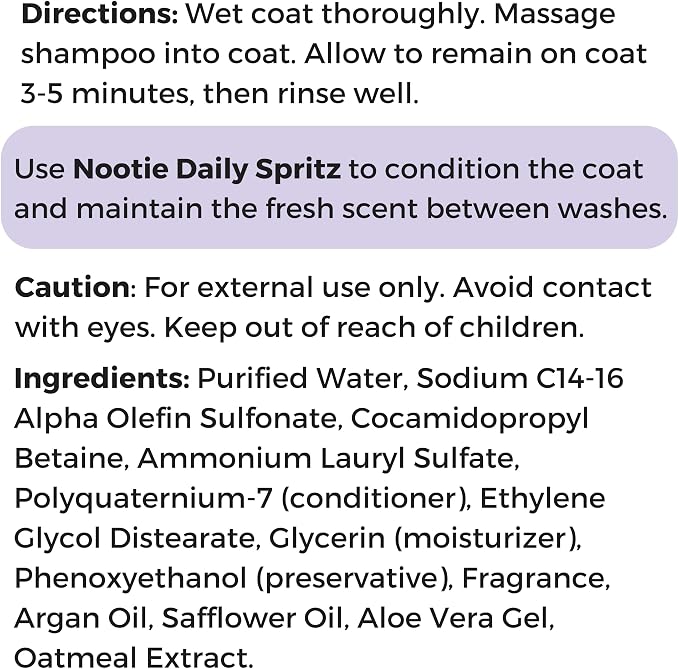 Nootie - Pet Shampoo for Sensitive Skin - Revitalizes Dry Skin & Coat - Natural Ingredients - Gentle Dog Shampoo - Cleans & Conditions