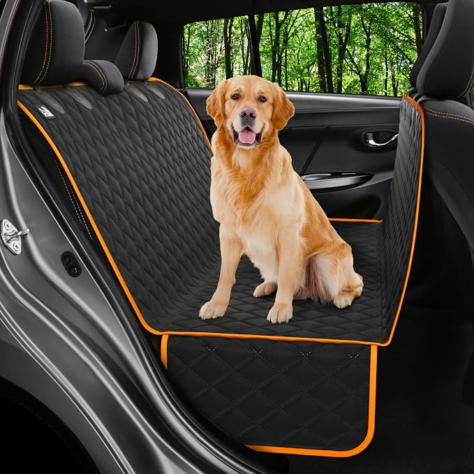 Petloox Dog Car Seat Cover for Back Seat, Waterproof Hammock for Car, SUV & Truck, Non-Slip Backseat Cover for Dogs, Heavy-Duty Dog Hammock Style Seat Protector Pets, Easy to Install & Clean