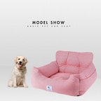 Aidou Dog Booster Seat for Small to Large Dogs & Cats, Travel Safety Seat with Storage & Dual-use Car & Home (Small Red Stripe)
