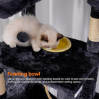 Heybly Tall Cat Tree 78-inch Multi-Level Cat Tower for Indoor Cats HCT033G | Cat Condo with 2 Widened Plush Perches, Multi-Level Cat Furniture with Scratching Board, Big Caves, Smoky Gray