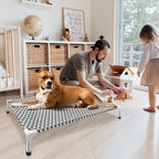 Kuntrust Elevated Outdoor Dog Bed, Large Size, Fits up to 100lbs | Breathable Fabric, Dual-Layer Cotton, Stainless Steel Frame, Anti-Slip Feet