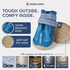 Spark Paws 365 Dog Shoes - All-Season Boots for Winter Snow & Hot Pavement | Water-resistant, anti-slip, stay-on straps - rain, ice & summer booties in one. Reflective; small, medium & large dogs