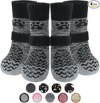 PUPTECK Anti Slip Dog Socks with Double Grippers for Hardwood Floors, Shoes for Hot/Cold Pavement, Boots & Paws Protectors to Prevent Licking, Traction Booties for Senior Small Large Dogs