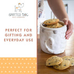 SPOTTED DOG GIFT COMPANY Ceramic Cookie Jar with Lid, Large Cat Treat Container for Cookies & Biscuits, Cute Novelty Kitchen Storage for Countertop, Gifts for Cat Lovers - 47oz Gray
