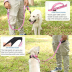 Hotsky Tactical Dog Collar and Leash Set, Heavy Duty Military Airtag Dog Collar with Handle and Metal Buckle for Training and Walking, with Airtag Holder and Two Patches(Pink Camo, XL)
