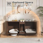 Double Litter Box Enclosure for 2 Cats, 55" Litter Box Furniture Hidden with Cat Scratch Pad, Large Indoor Cat House with Double Room, Wooden Litter Box Cabinet, TV Stand, Walnut