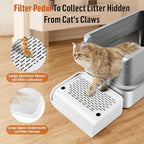 Cat Step for Litter Box, Litter Box Ramp with Filter Function, White | Cat Litter Box Step for Kitten & Elderly Cats, Washable Double Layer Litter Catcher, Non-Slip Litter Catcher, Easy to Clean