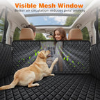 URPOWER 4 in 1 Dog Car Seat Cover for Back Seat, Waterproof Hammock | Mesh Window, Side Flaps, 600D Oxford, Scratch Resistant, Non-Slip, Easy Install, Machine Washable, Dog Seat Belt Included