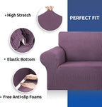 Stretch Couch Covers for Sofa, 3 Cushion Couch Slipcover,Dark Purple | 1-Piece Washable Sofa Cover Pet Friendly(78"-94") Furniture Protector Soft Jacquard, Elastic Bottom for Dogs & Kids