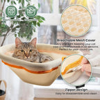 JUNSPOW Cat Desk Bed One-Click Folding, Maximum Holds 40lb, Cream Mesh | Sunken Design & Space-Saving Semi-Circular Cat Bed, Mesh Cover Material, Suitable for Various Desktops