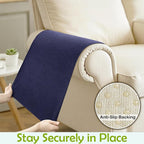 Couch Arm Covers, Sofa Arm Covers, Waterproof Armrest Cover for Sofa, Armchair, Loveseat, Non-Slip Recliner Arm Cover, Sofas Headrest Cover, Arm Chair Covers Set of 2 (Navy Blue, 26"×26")
