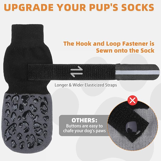 KOOLTAIL Anti Slip Dog Socks to Prevent Licking Paws,Dog Shoes for Hot Pavement, Reflective Traction Control Booties, Dogs Boots & Paw Protector for Hardwood Floors Small Medium Large Senior Dogs