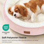 Love's cabin Round Donut Cat and Dog Cushion Bed, 30in Pet Bed for Medium or Large Dogs, Anti-Slip & Water-Resistant Bottom, Soft Durable Fabric Pet Beds, Washable Calming Cat Bed, Light Pink