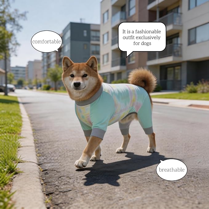 Dog Cooling Sun Protection Suit, Outdoor Fashion Onesie, UPF 50+ Lightweight Breathable Quick-Dry, Anti-Dirt & Anti-Shedding, Zipper Design for Easy Dressing Undressing (Cyan, X-Small)