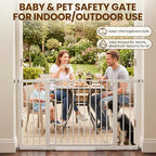 Mumeasy 36-58" Extra Wide Baby Gate for Stairs, 30" Tall Walk Through Dog Gate for Doorways & Hallways, Auto Close Pressure Mounted Safety Gate for Toddlers & Pets, Dual Swing Child Gate Indoor, White
