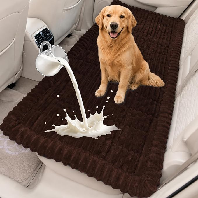 Dog Car Seat Waterproof Bed Cover Nonslip Car Back Seat Soft and Comfortabl | Pet Bed Mat Car Blanket for Travel Backseat Extender Seat Covers Dog Bed for Cars Trucks and SUVs (Dark Brown 23.6” x 51”)