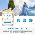 Pet House Candle Plant-Based/Soy - Clean Burning Scented,Long Lasting Pet Odor Candle for Home - Sunwashed Cotton