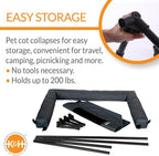 K&H Outdoor Elevated Dog Bed, Bolster Pet Cot, Medium 32x25in, Charcoal | Pet Cot for Medium & Large Pets, Washable Mesh Center Hammock with Removable Washable Bolsters, Indoor / Outdoor Dog Bed