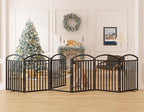 Foldable Pet Fence 120" Wide, 30" Tall,No-Assembly Dog Gate with Door,Black | 6 Panels Metal Folding Freestanding Dog Gate Walk Through,Extra Accordion Puppy Folding Playpen for Doorways, Stairs,House