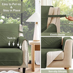 Boho Quilted Recliner Covers, Water-Repellent Recliner Slipcovers, Lazy Boy Chair Covers, Pet Friendly Recliner Cover for Dogs Cats, Washable Furniture Protector (Recliner 22", Olive Green)